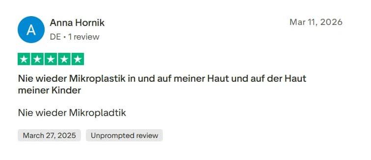 Trustpilot Bewertung 2 - Inhaltsstoff Transparenz